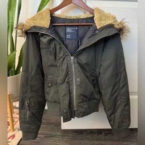 American Eagle bomber jacket, navy green